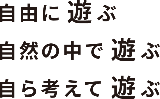 自由に遊ぶ自然の中で遊ぶ自ら考えて遊ぶ